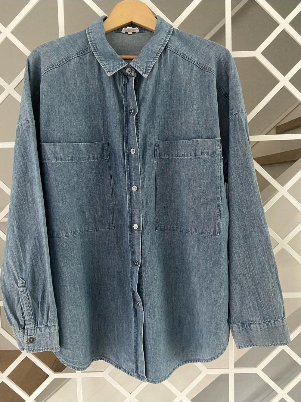 SPLENDID x Cella Jane Oversized Button Up Shirt Small Cotton Linen Top EUC - Picture 3 of 9